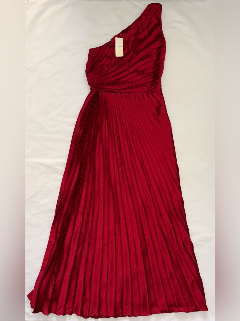 Abercrombie & Fitch NWT Small Tall One Shoulder Pleated Maxi Dress Red Gown